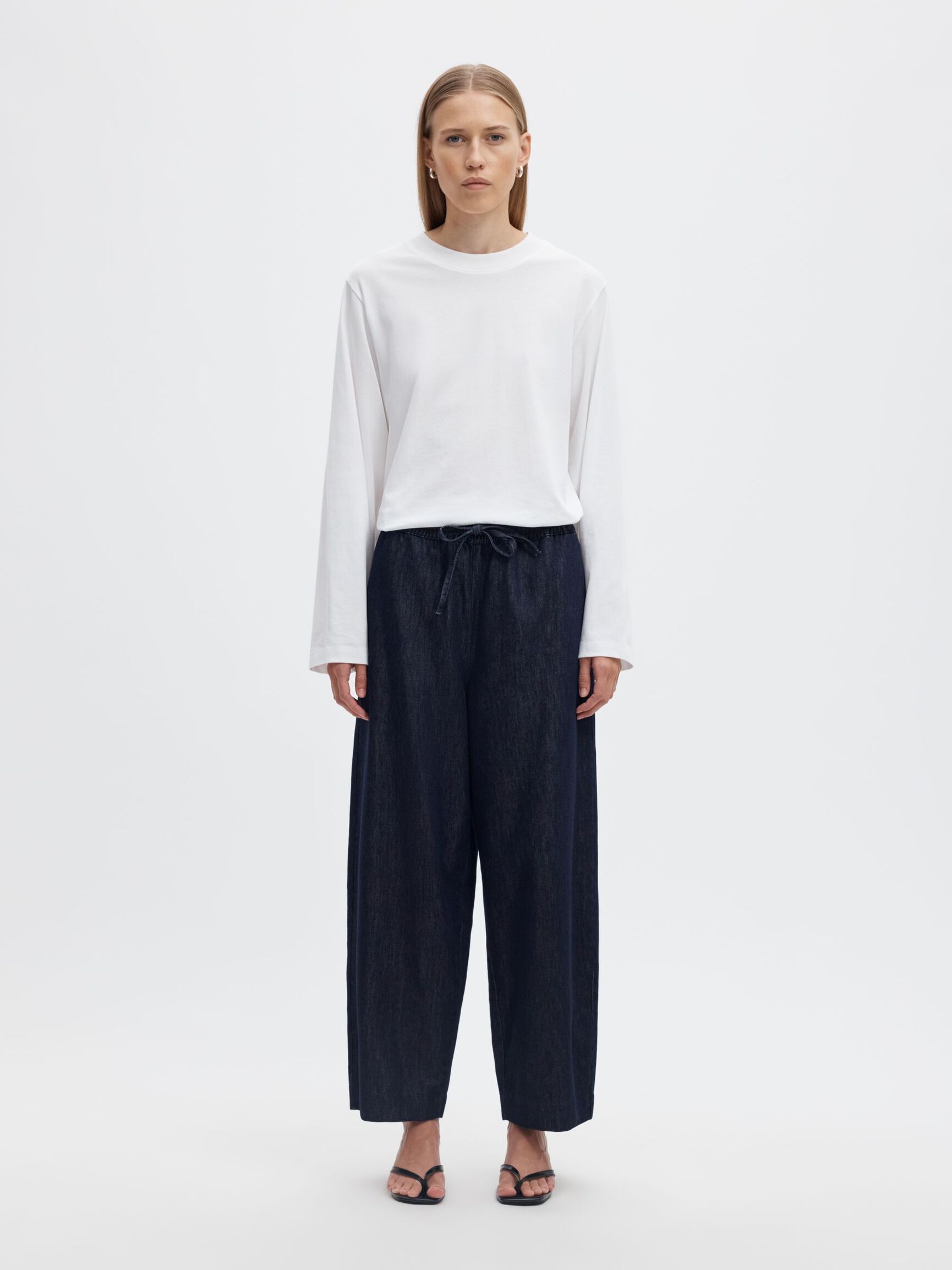 MID-WAIST BARREL FIT HOSEN, Dark Blue Denim, highres