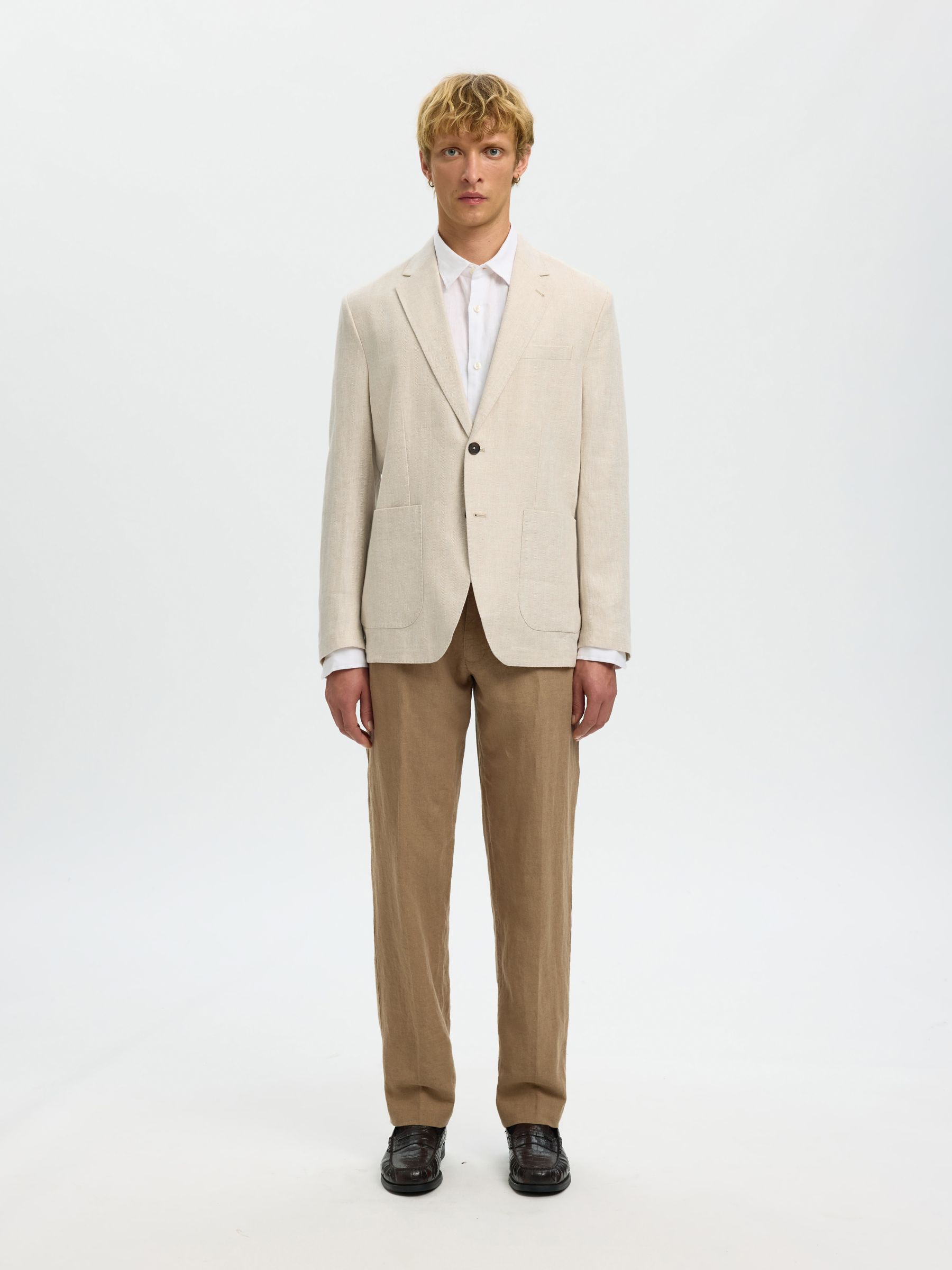 REGULAR FIT LINNEN BLAZER, Oatmeal, highres