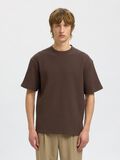 Selected RELAXED FIT WAFFELMUSTER T-SHIRT, Chocolate Brown, highres - 16096331_ChocolateBrown_003.jpg