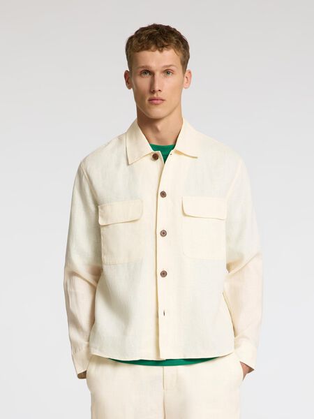 Selected 100% LINNEN OVERSHIRT, Egret, highres - 16098995_Egret_003.jpg