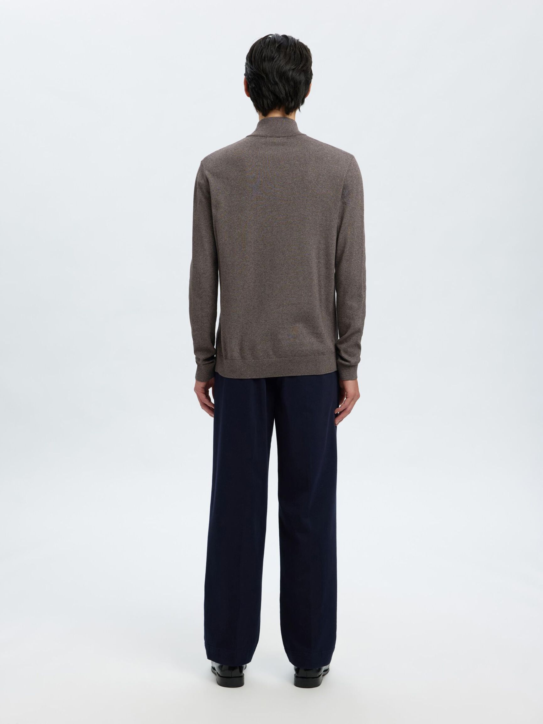 HALF-ZIP KNITTED JUMPER, Morel, highres