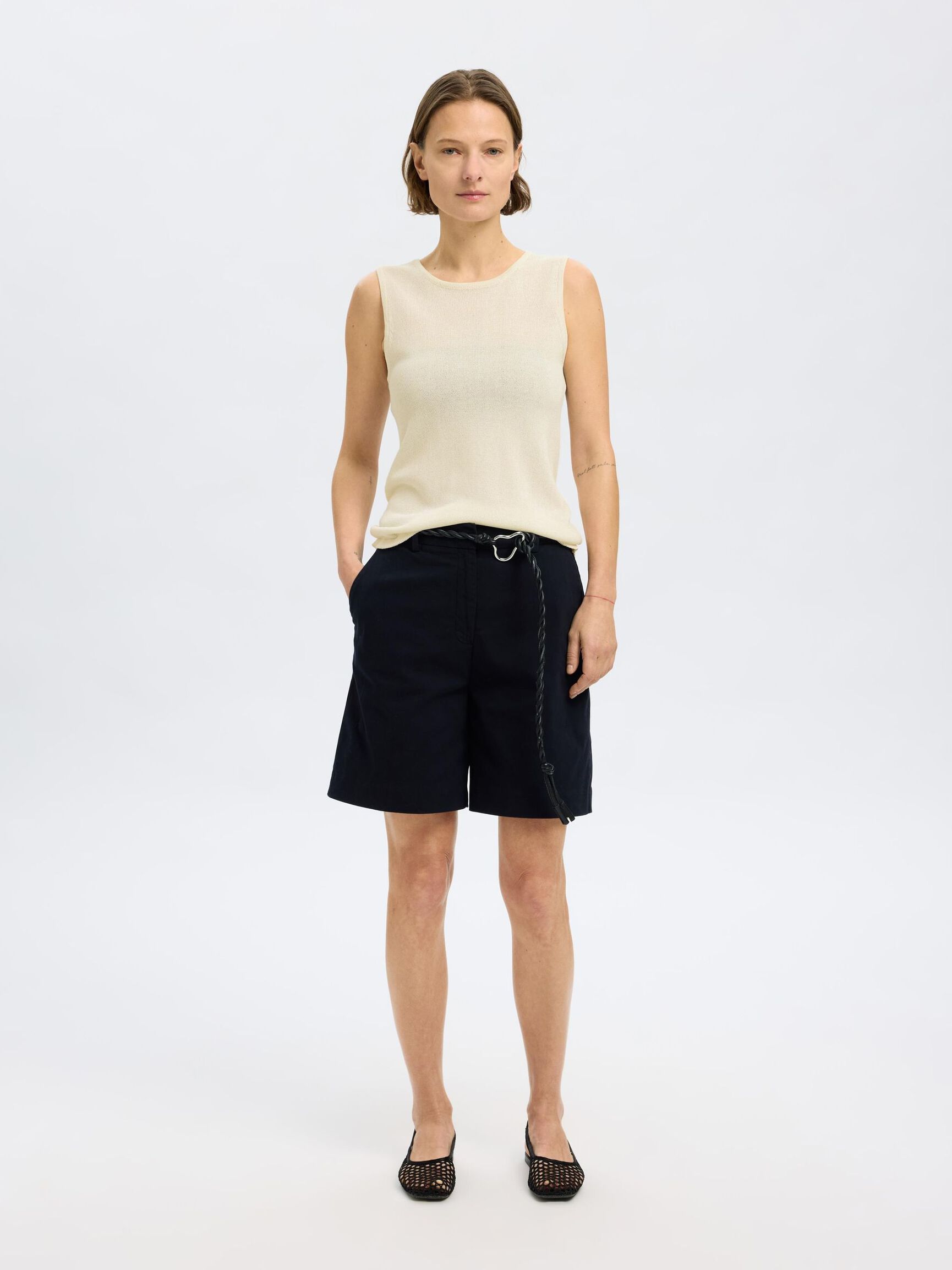 KNITTED TANK TOP, Birch, highres