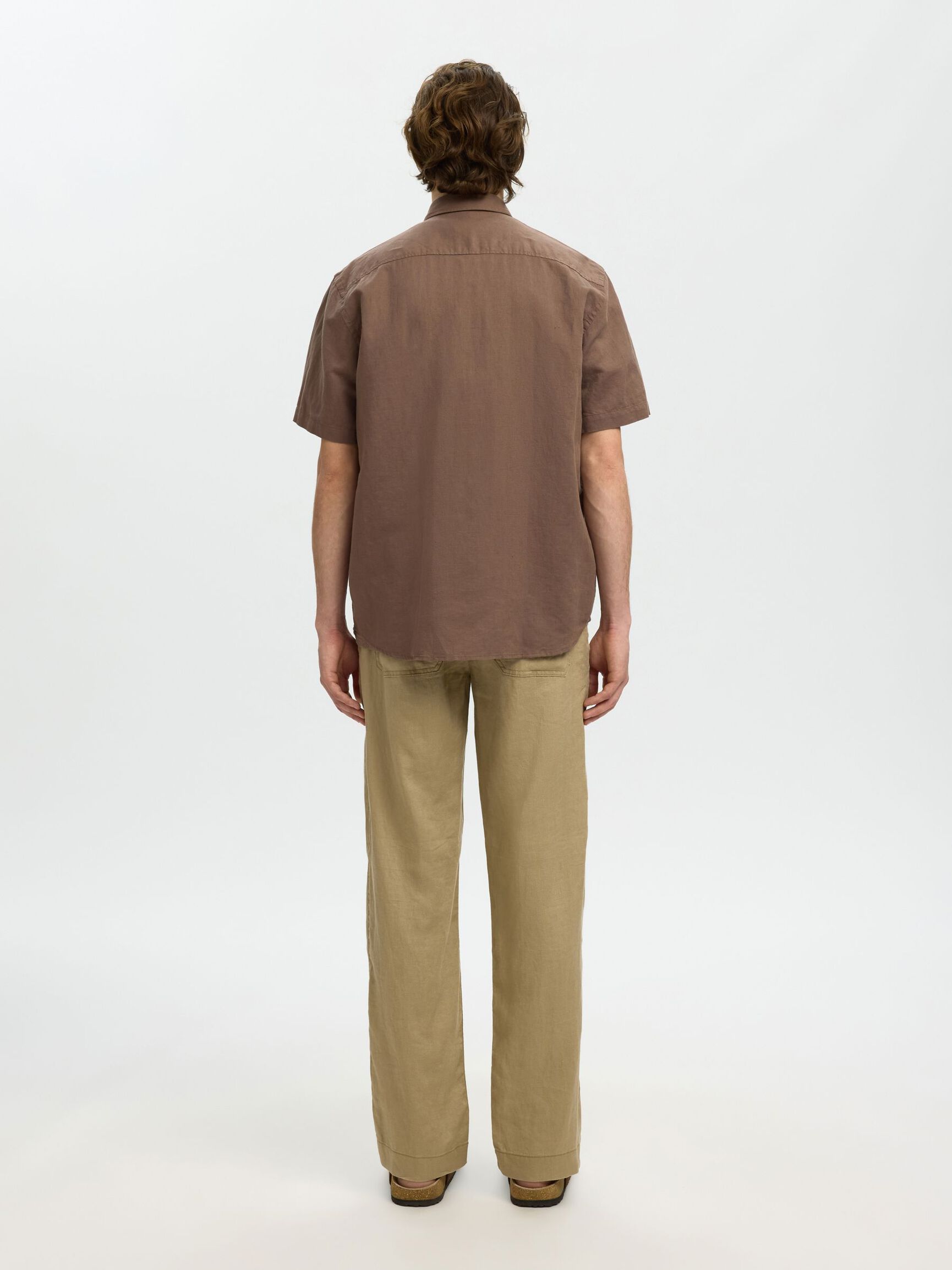 REGULAR FIT LINEN-BLEND SHIRT, Chocolate Chip, highres