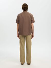 REGULAR FIT LINEN-BLEND SHIRT, Chocolate Chip, highres