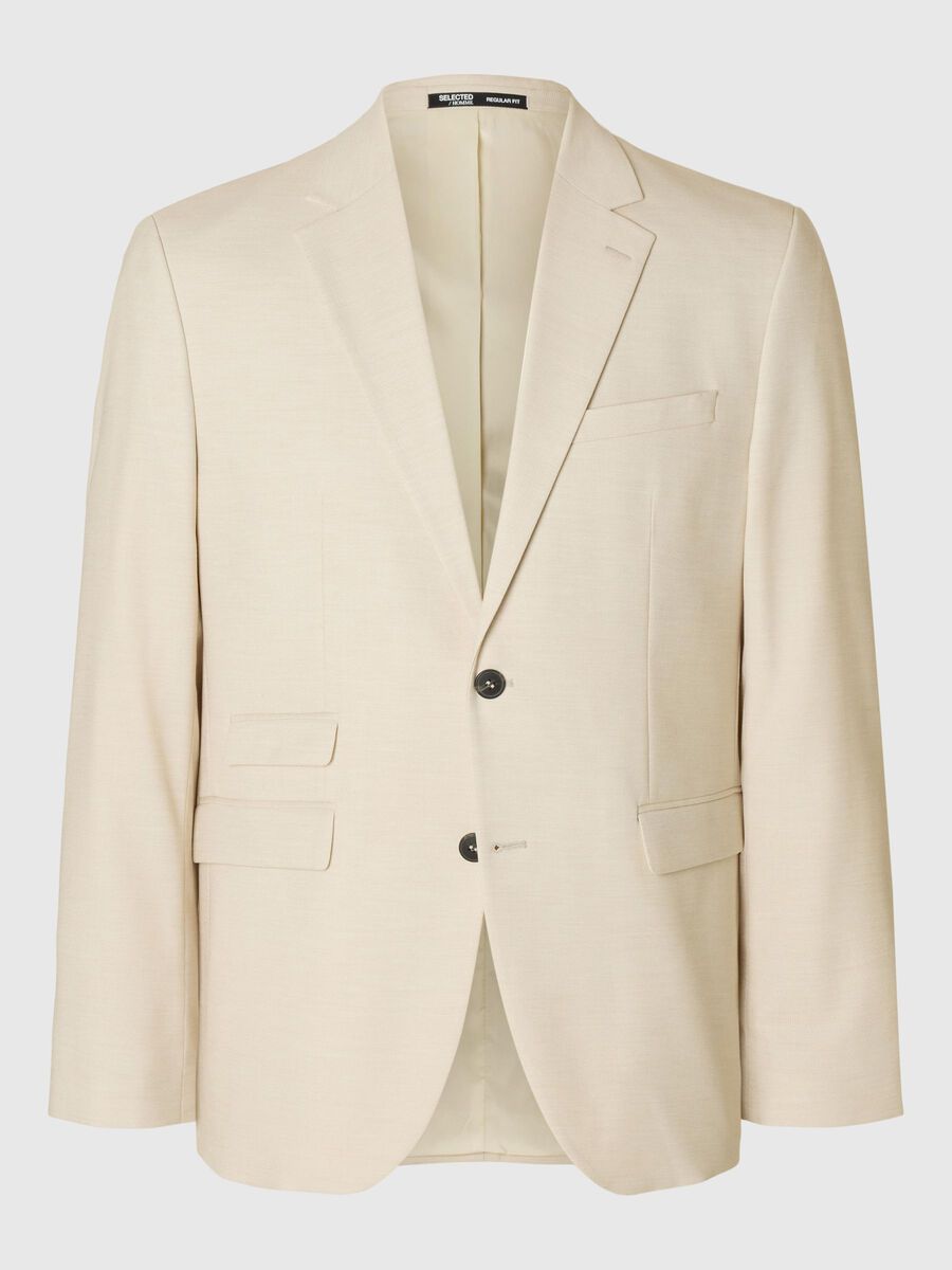 Selected SINGLE BREASTED SLIM-FIT BLAZER, Egret, highres - 16090946_Egret_001.jpg