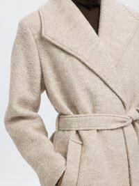 WOLLMIX BOUCLÉ LANGER MANTEL, Sandshell, highres