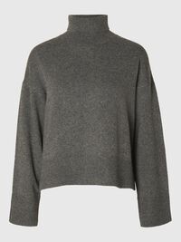 WOLLGEMISCH ROLLKRAGEN PULLOVER, Medium Grey Melange, highres
