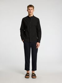 LANGARM LEINENMIX HEMD, Black, highres