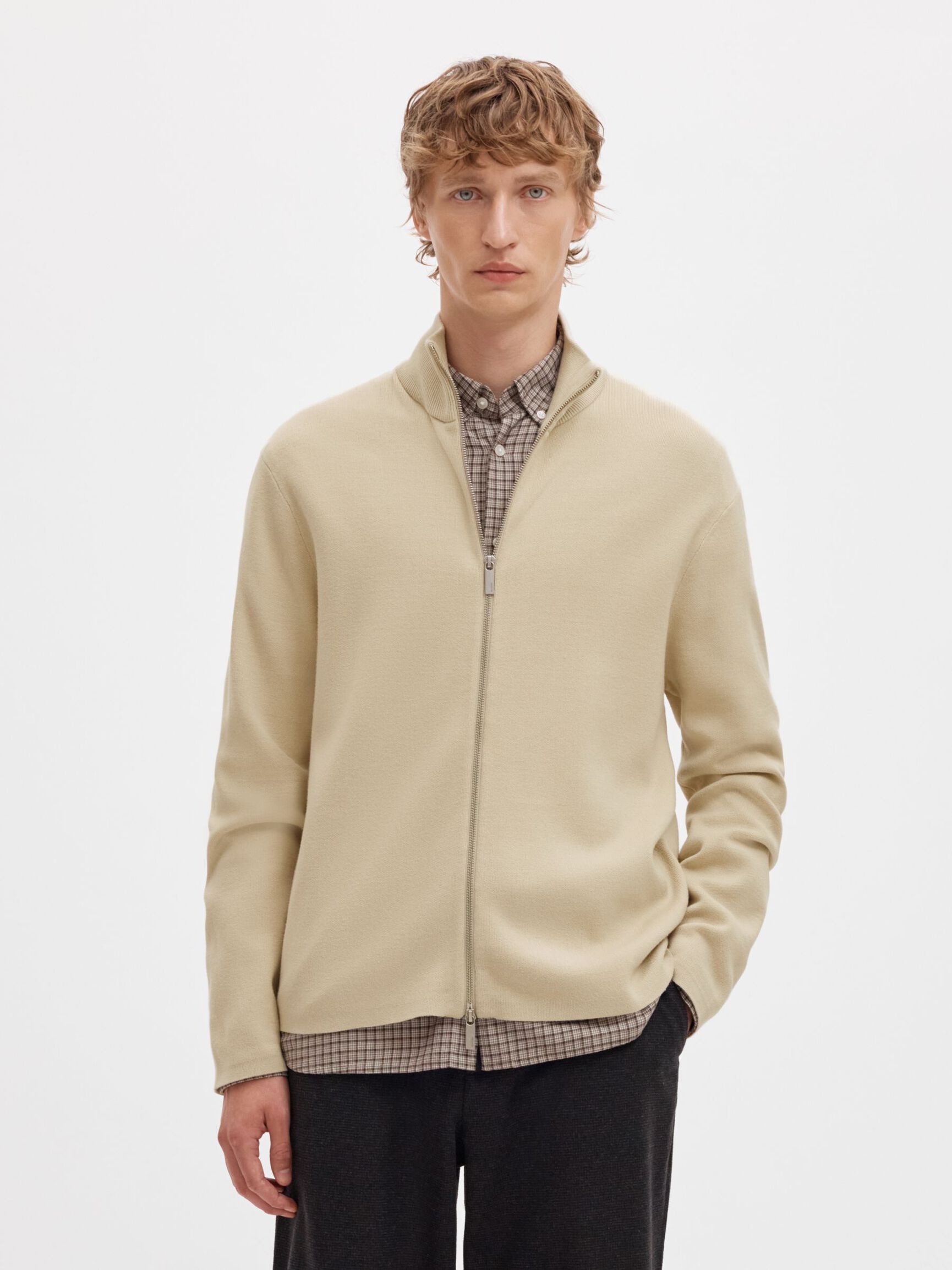 RELAXED FIT CARDIGAN, Oatmeal, highres