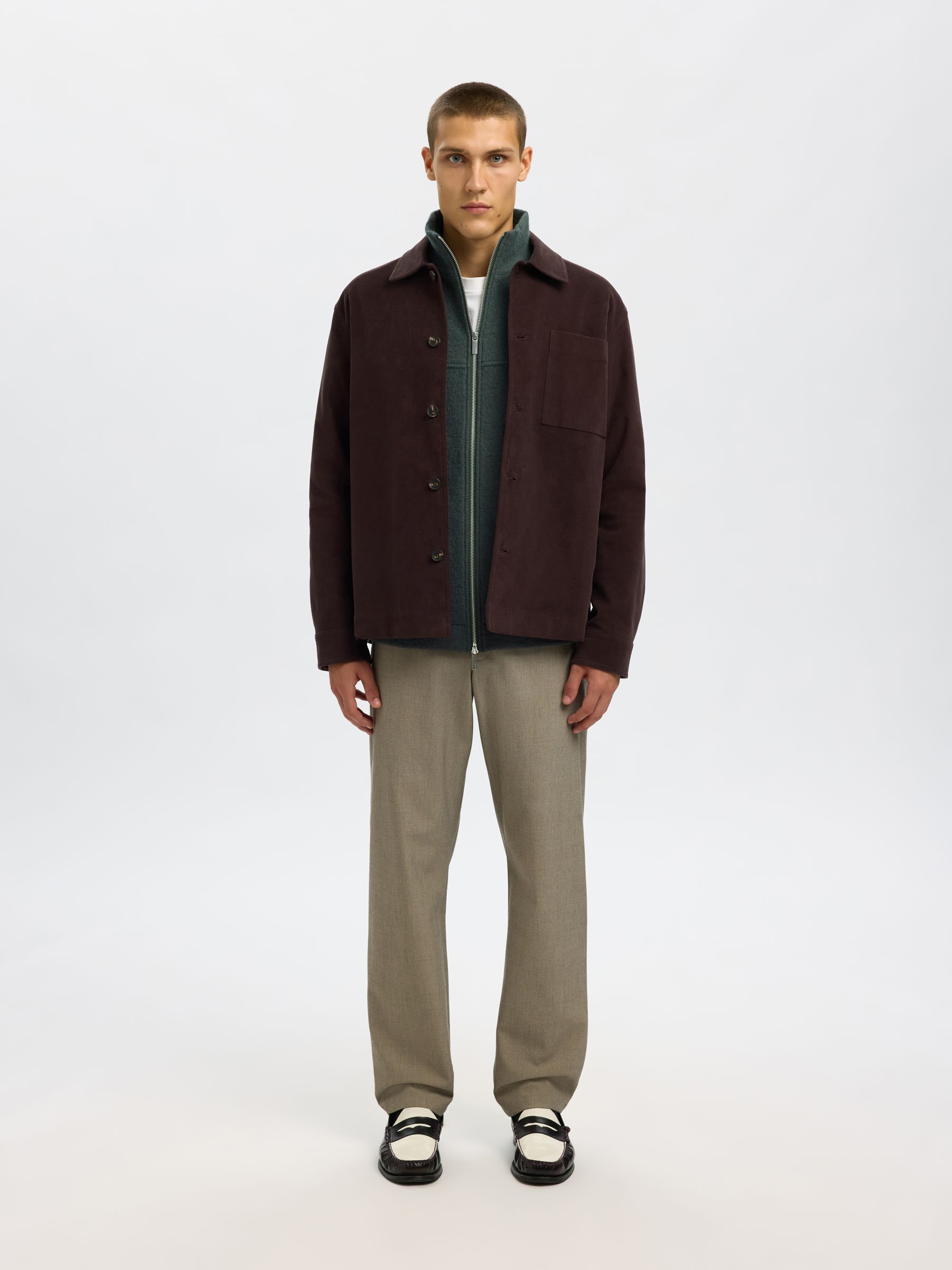 100% WOLL STRICKJACKE MIT REISSVERSCHLUSS, Deep Forest, highres