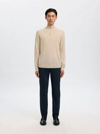 MAGLIONE A MEZZA CERNIERA, Oatmeal, highres