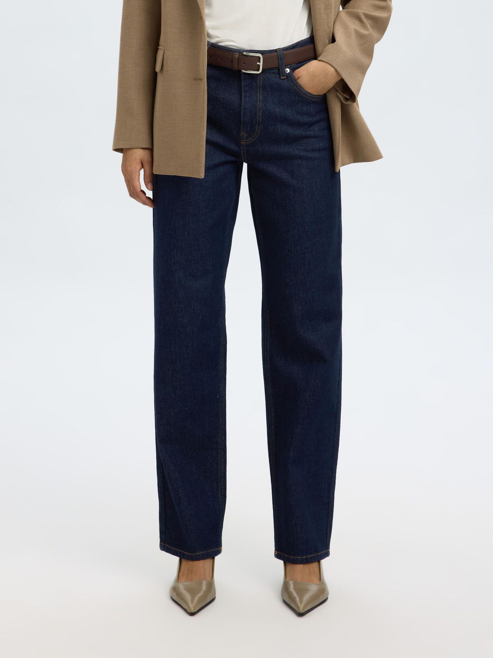 JEANSY O REGULARNYM FASONIE, Dark Blue Denim, highres