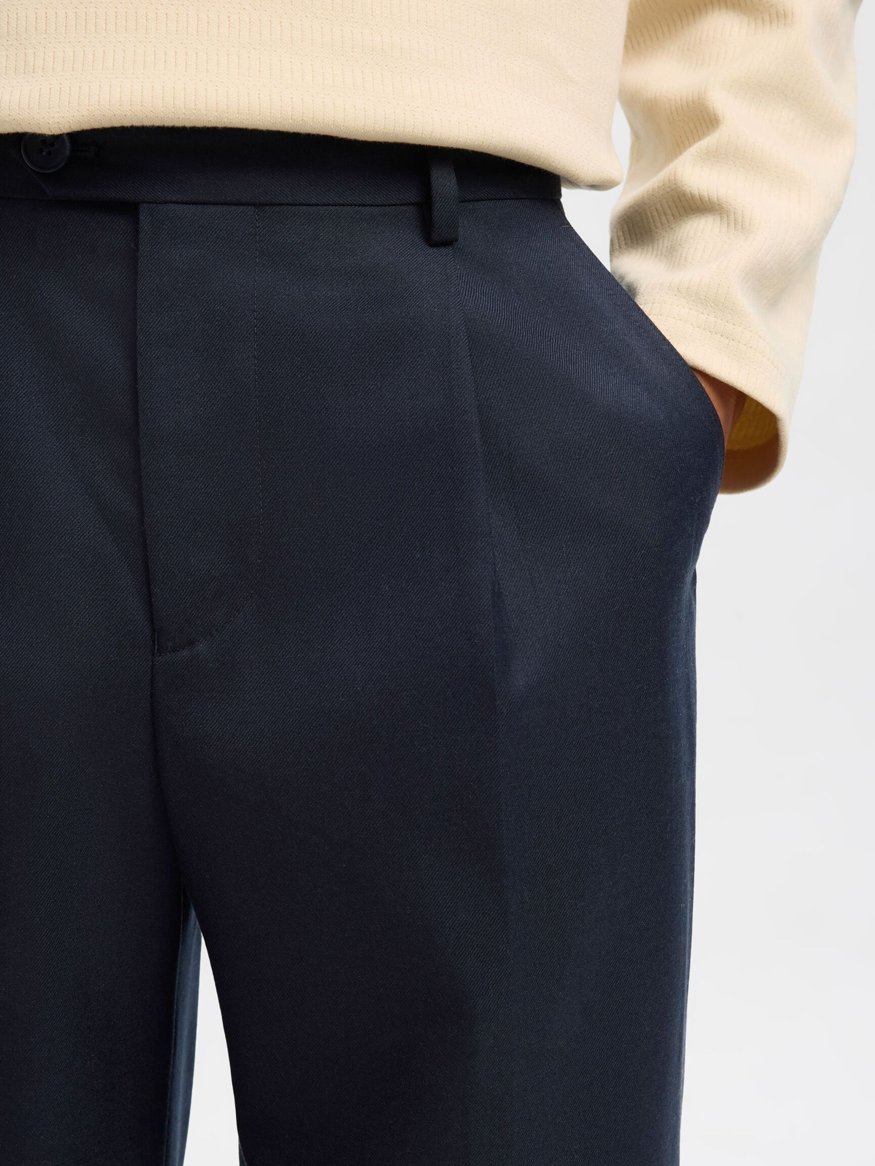 WOLLMIX LOOSE FIT HOSEN, Dark Navy, highres