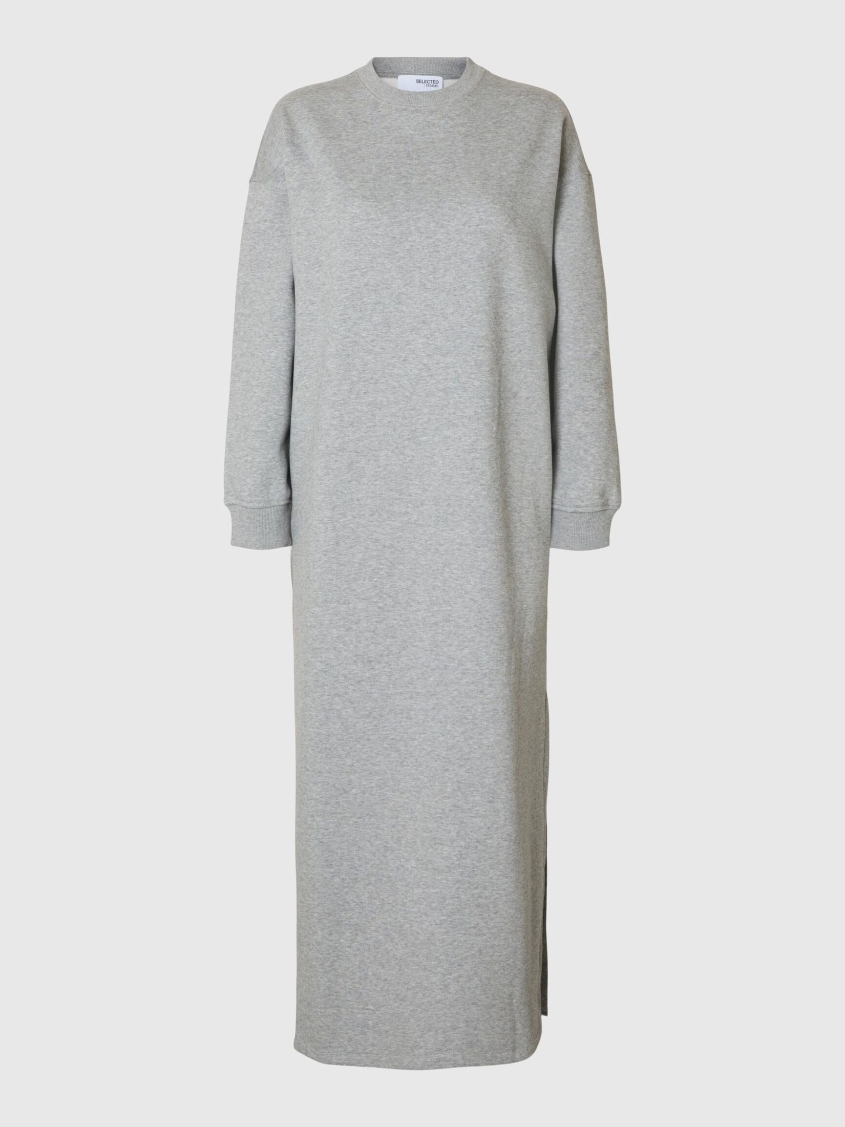 LONG SWEATSHIRT DRESS, Light Grey Melange, highres