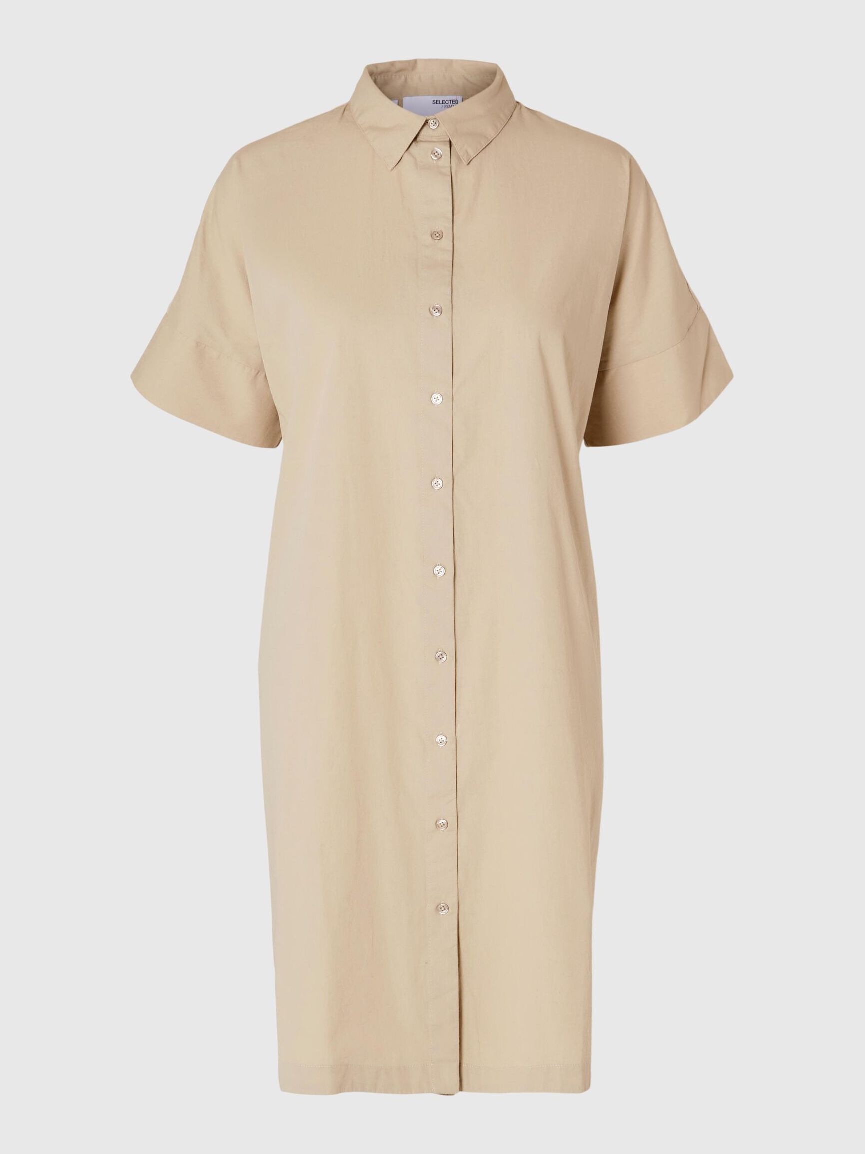 COTTON SHIRT DRESS, Humus, highres