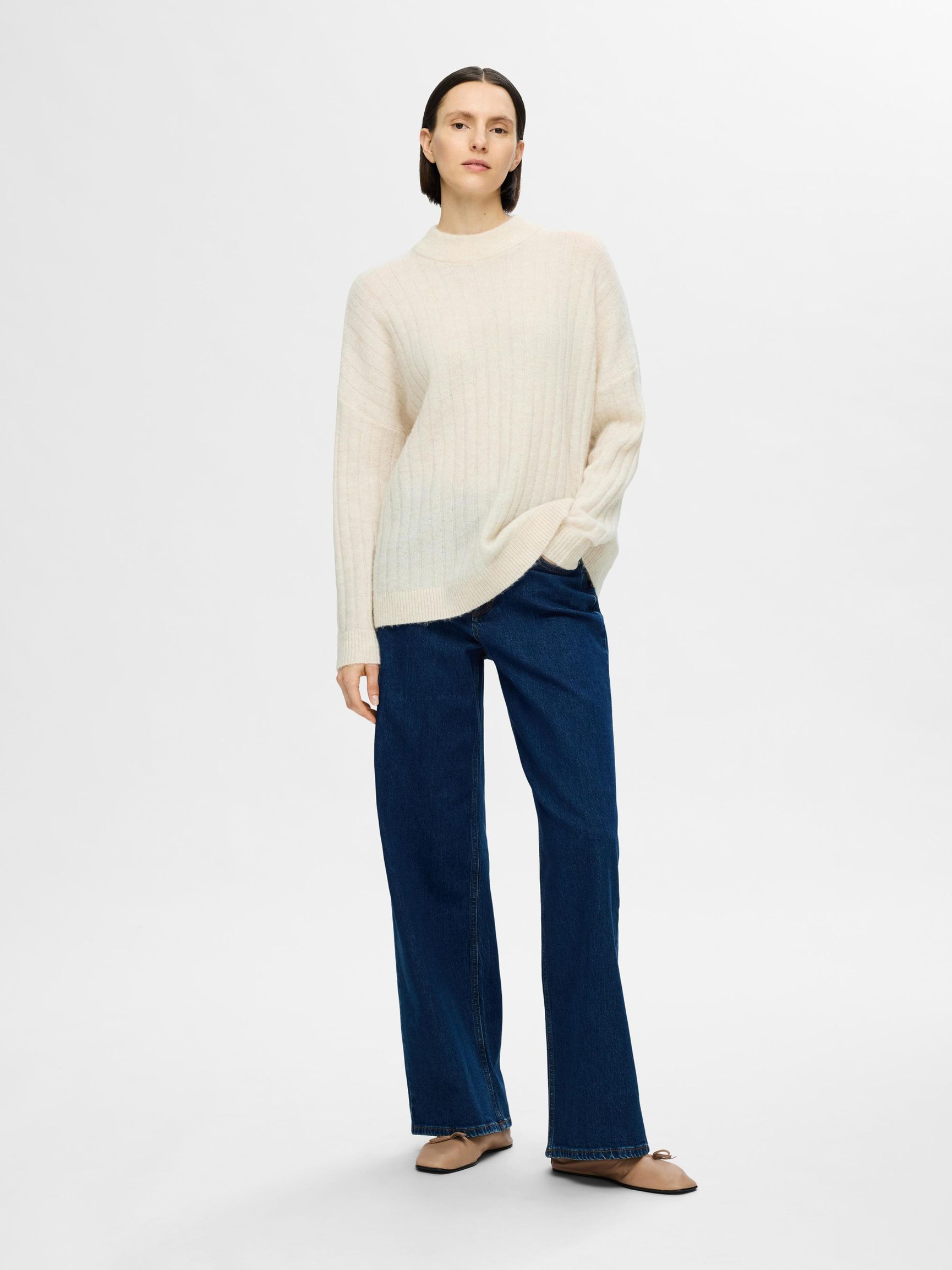 LOOSE FIT WOOL BLEND JUMPER, Birch, highres