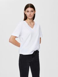 V-AUSSCHNITT T-SHIRT, Bright White, highres