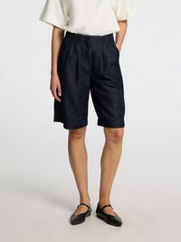DENIM BERMUDA SHORTS, Dark Blue Denim, highres