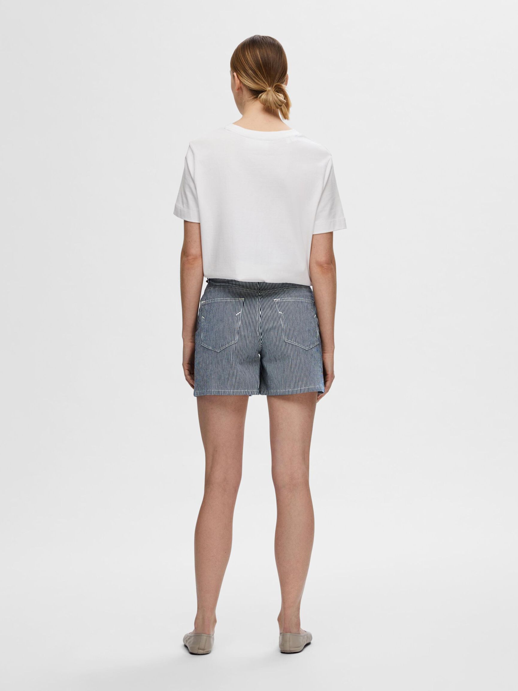 GESTREIFTE JEANSSHORTS, Medium Blue Denim, highres