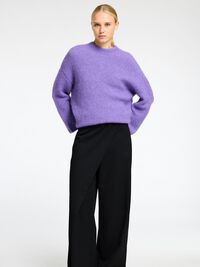 OVERSIZED ULDBLANDING STRIKTRØJE, Paisley Purple, highres