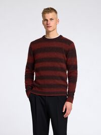 OMBRE STRIPETE CREW NECK-GENSER, Red Ochre, highres