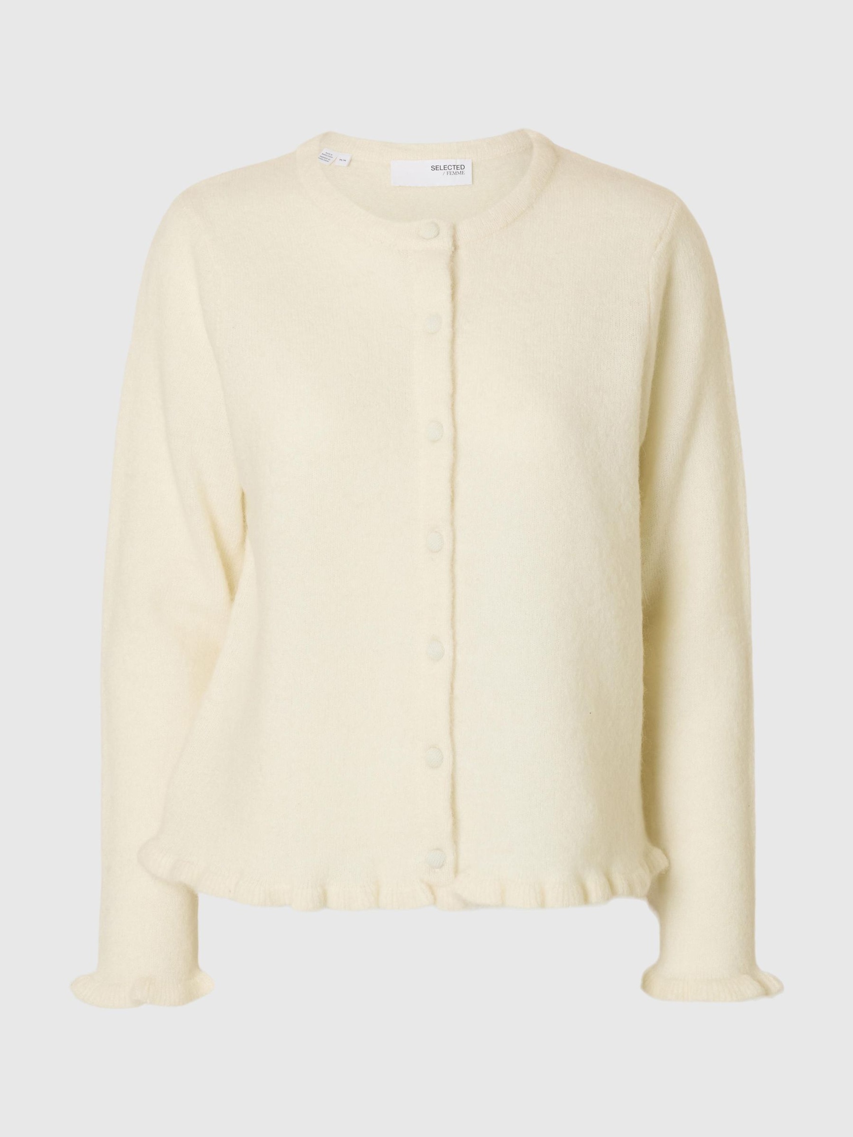 WOOL BLEND KNITTED CARDIGAN, Snow White, highres