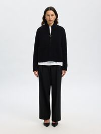 WOOL BLEND CARDIGAN, Black, highres