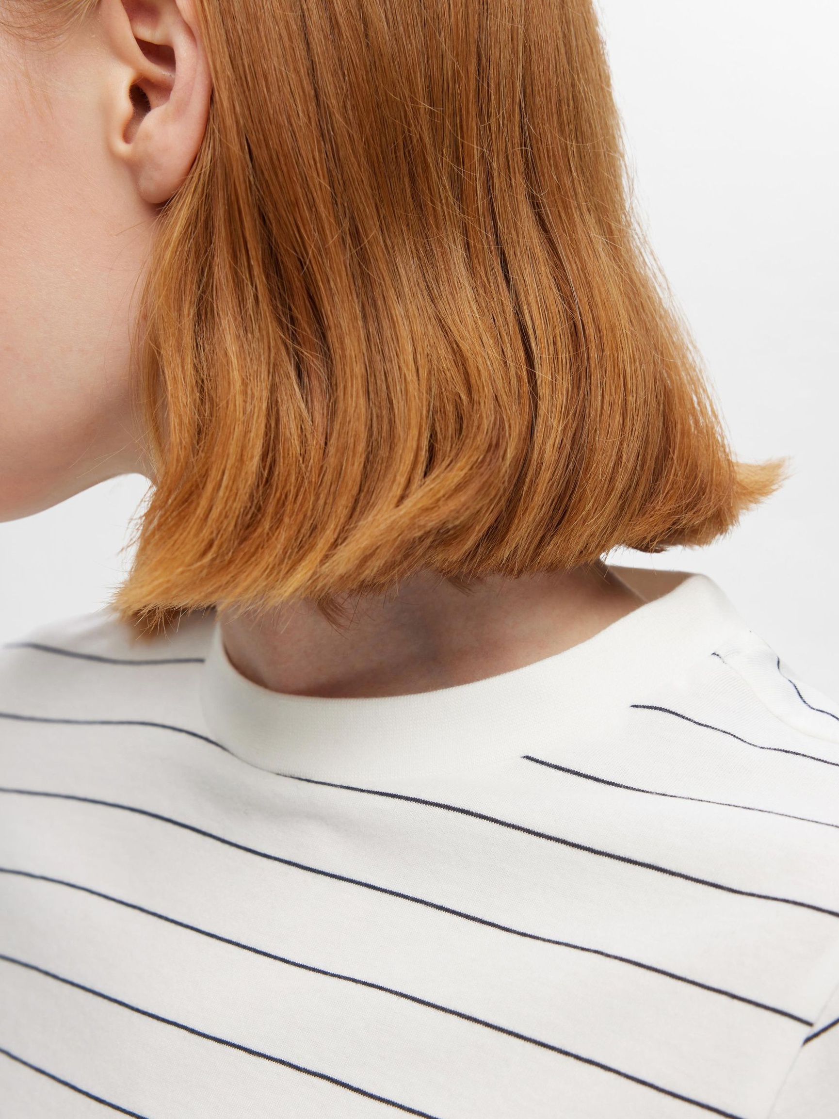 STRIPED COTTON T-SHIRT, Snow White, highres