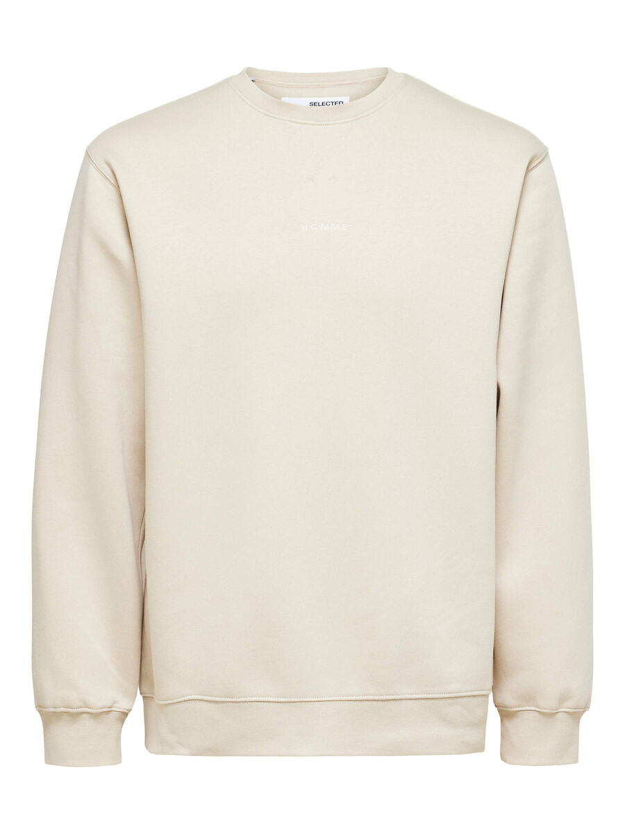 Selected LONG SLEEVED SWEATSHIRT, Oatmeal, highres - 16085889_Oatmeal_001.jpg