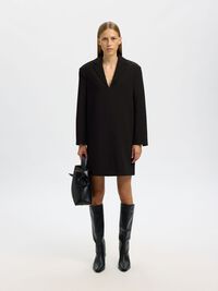 LONG SLEEVED BLAZER DRESS, Black, highres