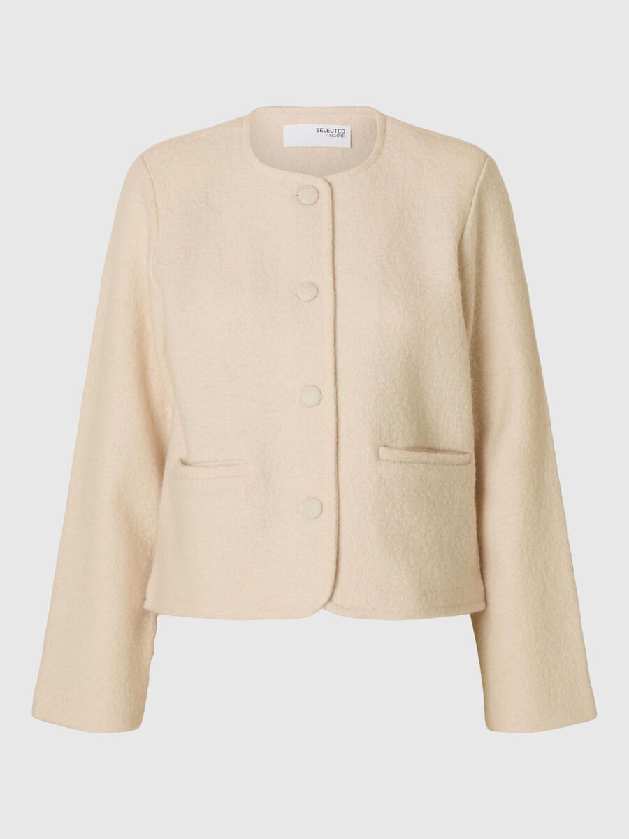 Selected 100% ULD STRIKKET CARDIGAN, Birch, highres - 16097339_Birch_001.jpg