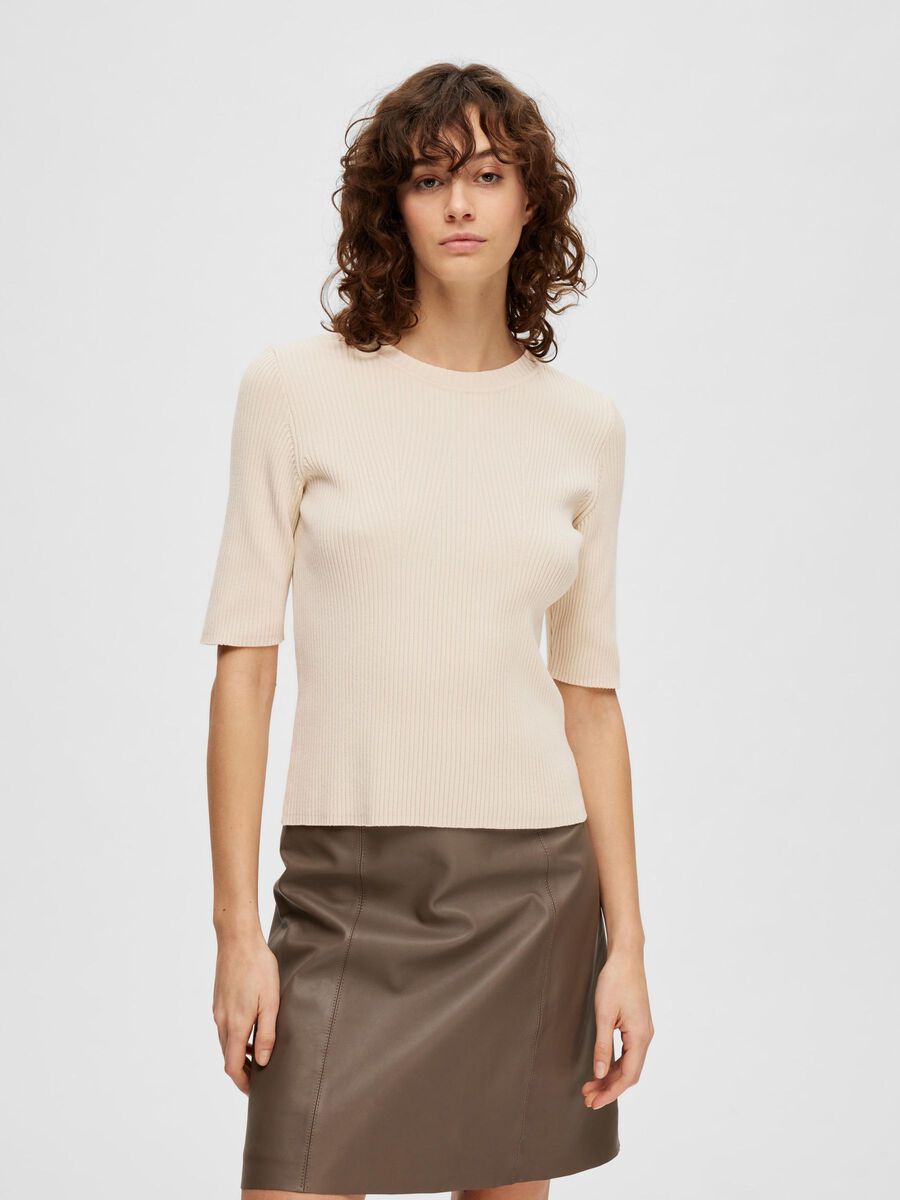 Selected VISCOSEMIX GEBREIDE TOP, Birch, highres - 16088431_Birch_003.jpg