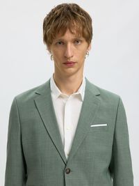 SLIM FIT SINGLE-BREASTED BLAZER, Light Green Melange, highres
