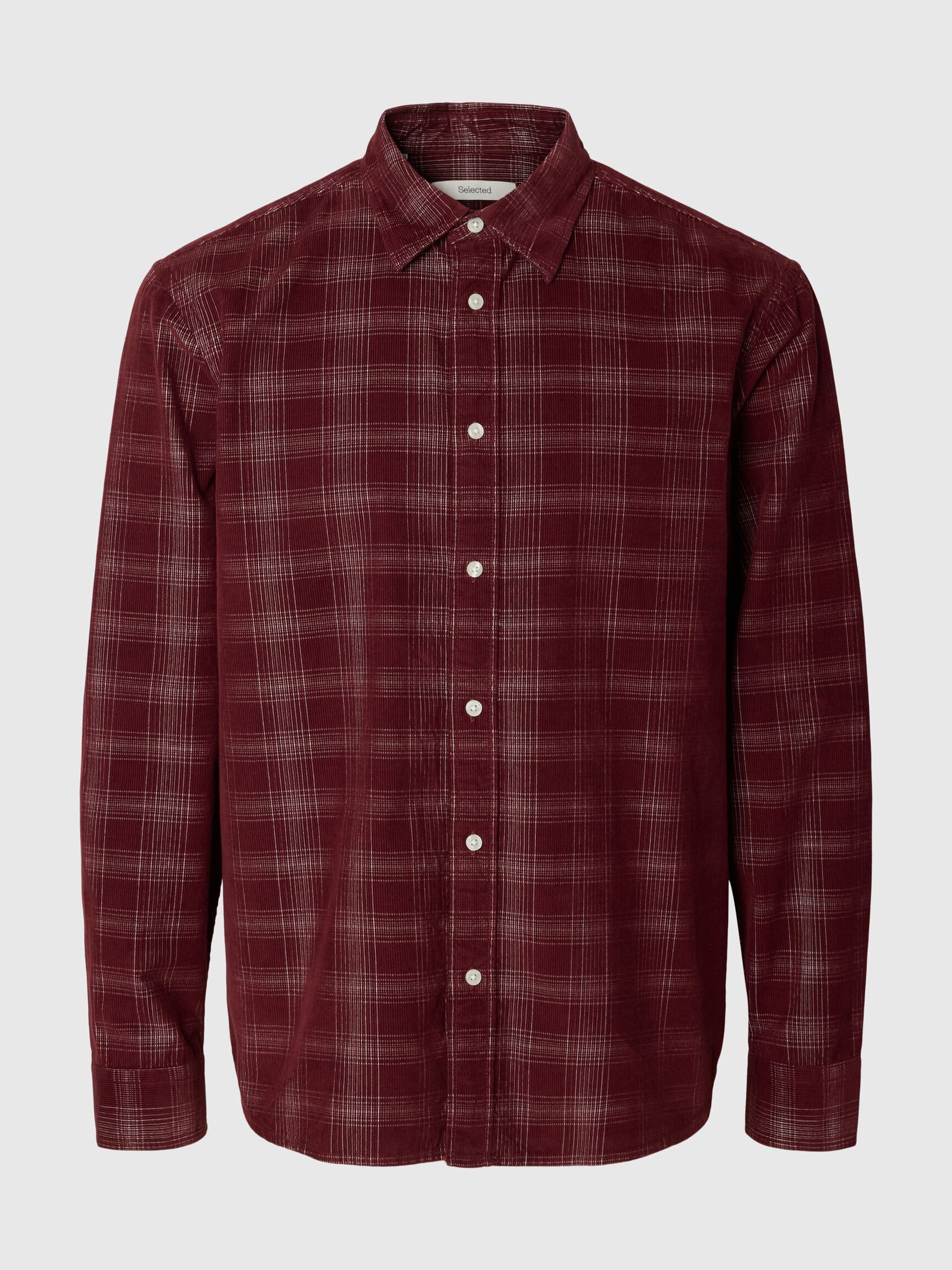 CHECKED CORDUROY SHIRT, Tawny Port, highres