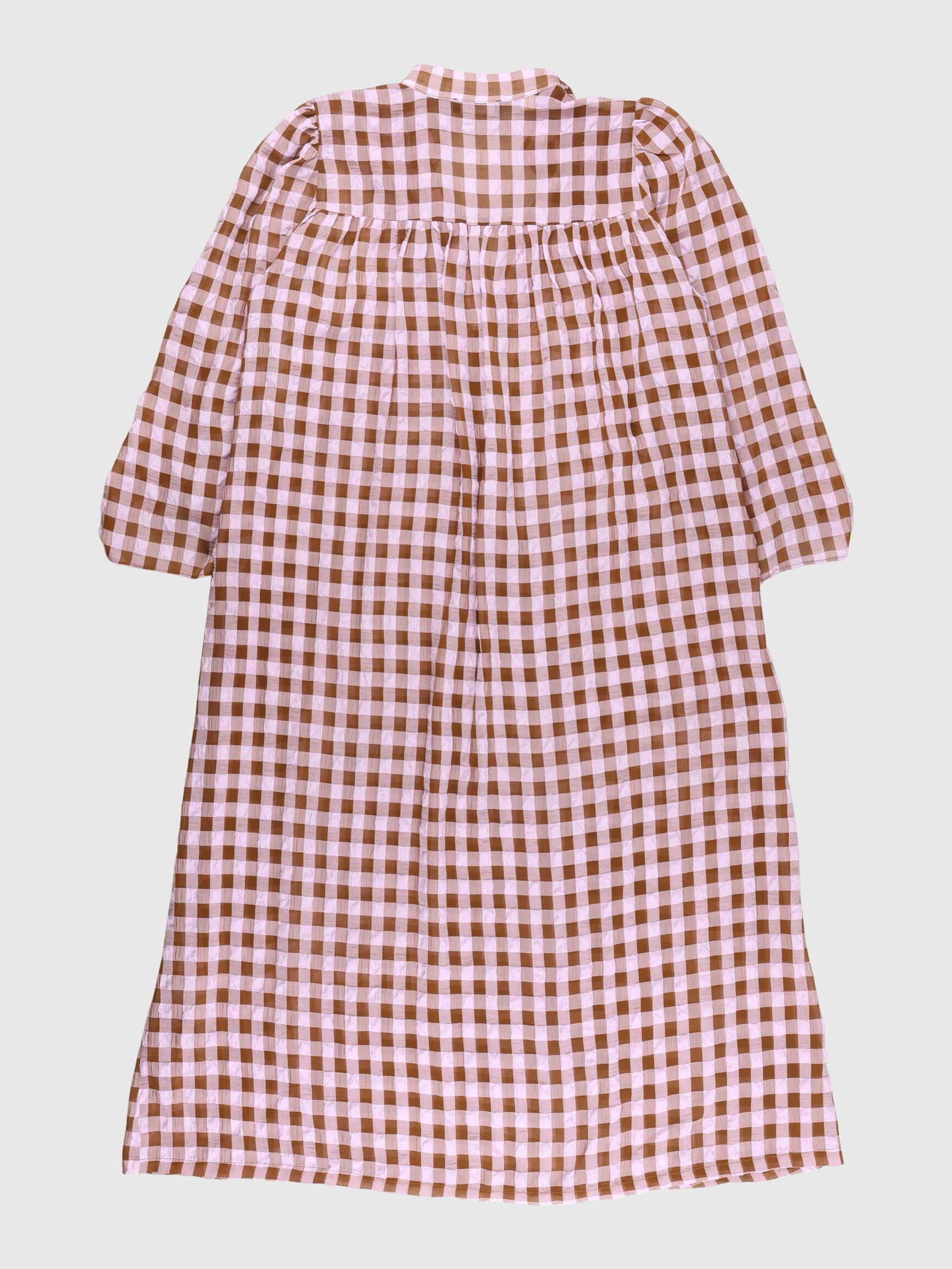 CHECKED MIDI DRESS, Fair Orchid, highres