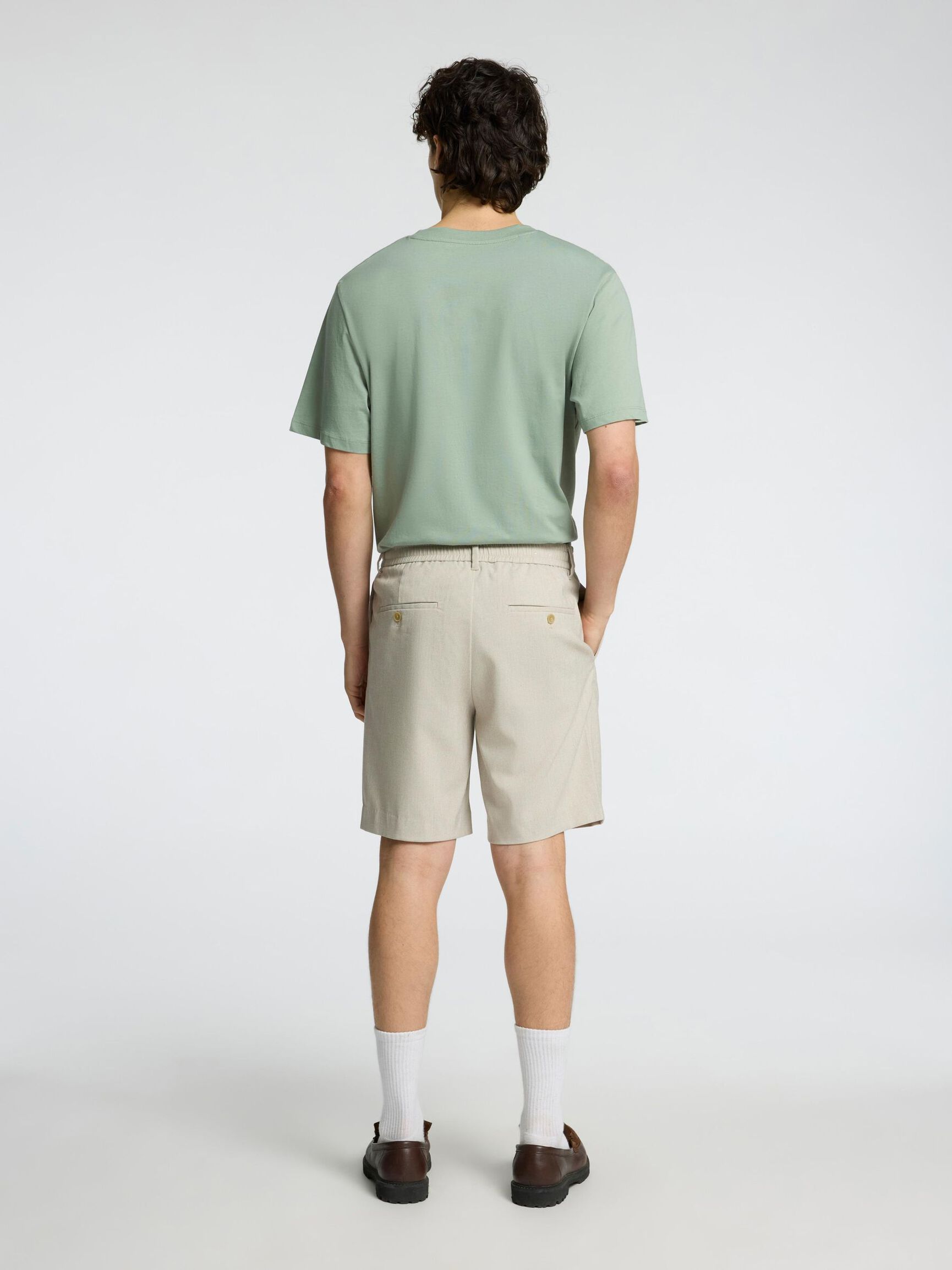 DRAWSTRING SHORTS, Light Sand Melange, highres