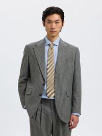 PINSTRIPE SINGLE-BREASTED BLAZER, Medium Grey Melange, highres