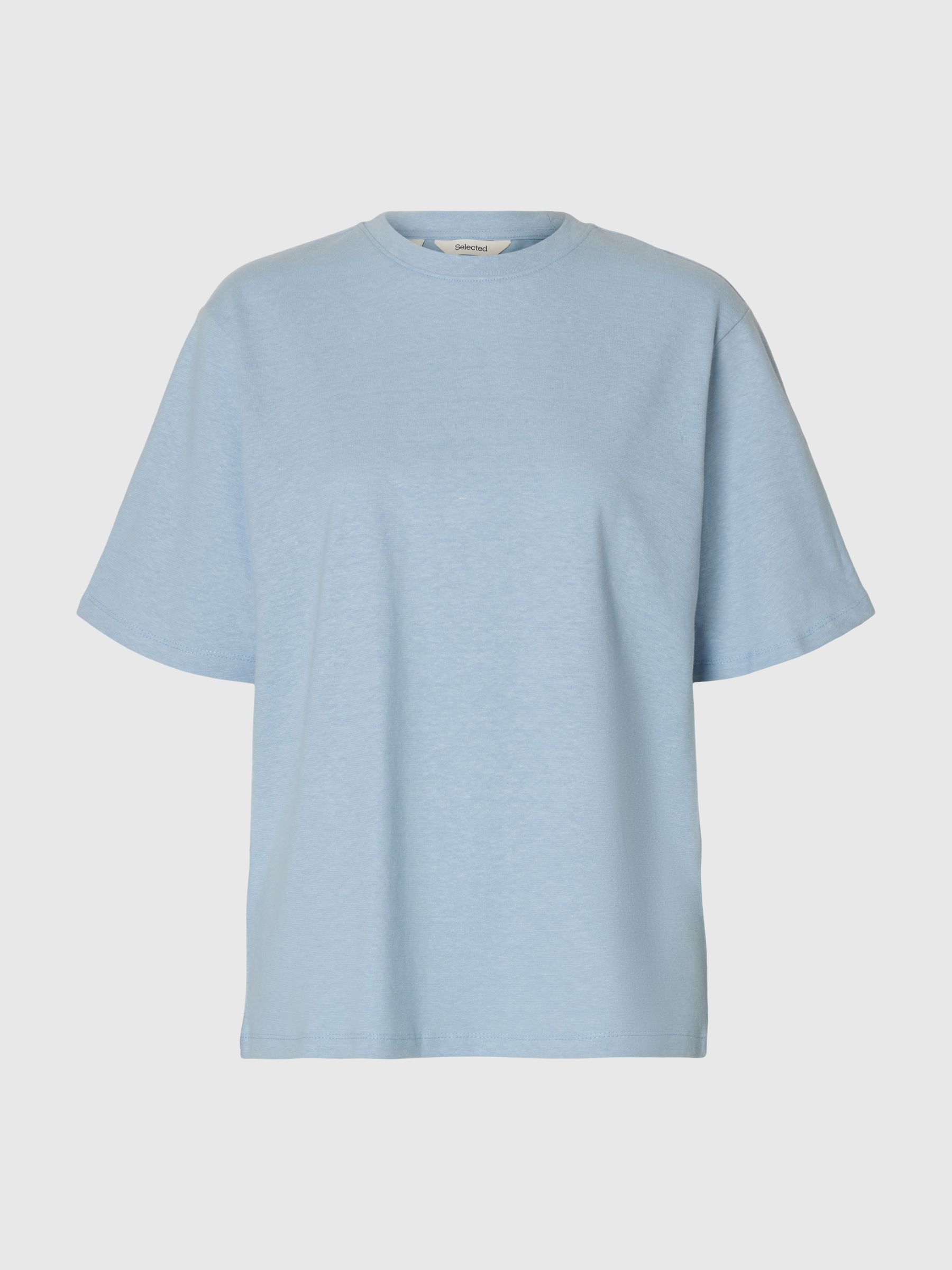 LINEN BLEND T-SHIRT, Cashmere Blue, highres