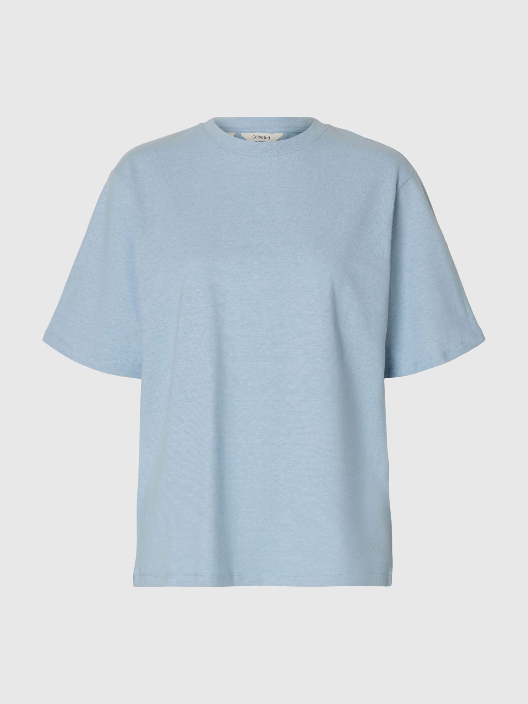 LINEN BLEND T-SHIRT, Cashmere Blue, highres