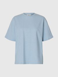 LINEN BLEND T-SHIRT, Cashmere Blue, highres
