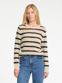STRIPED KNITTED PULLOVER, Birch, highres