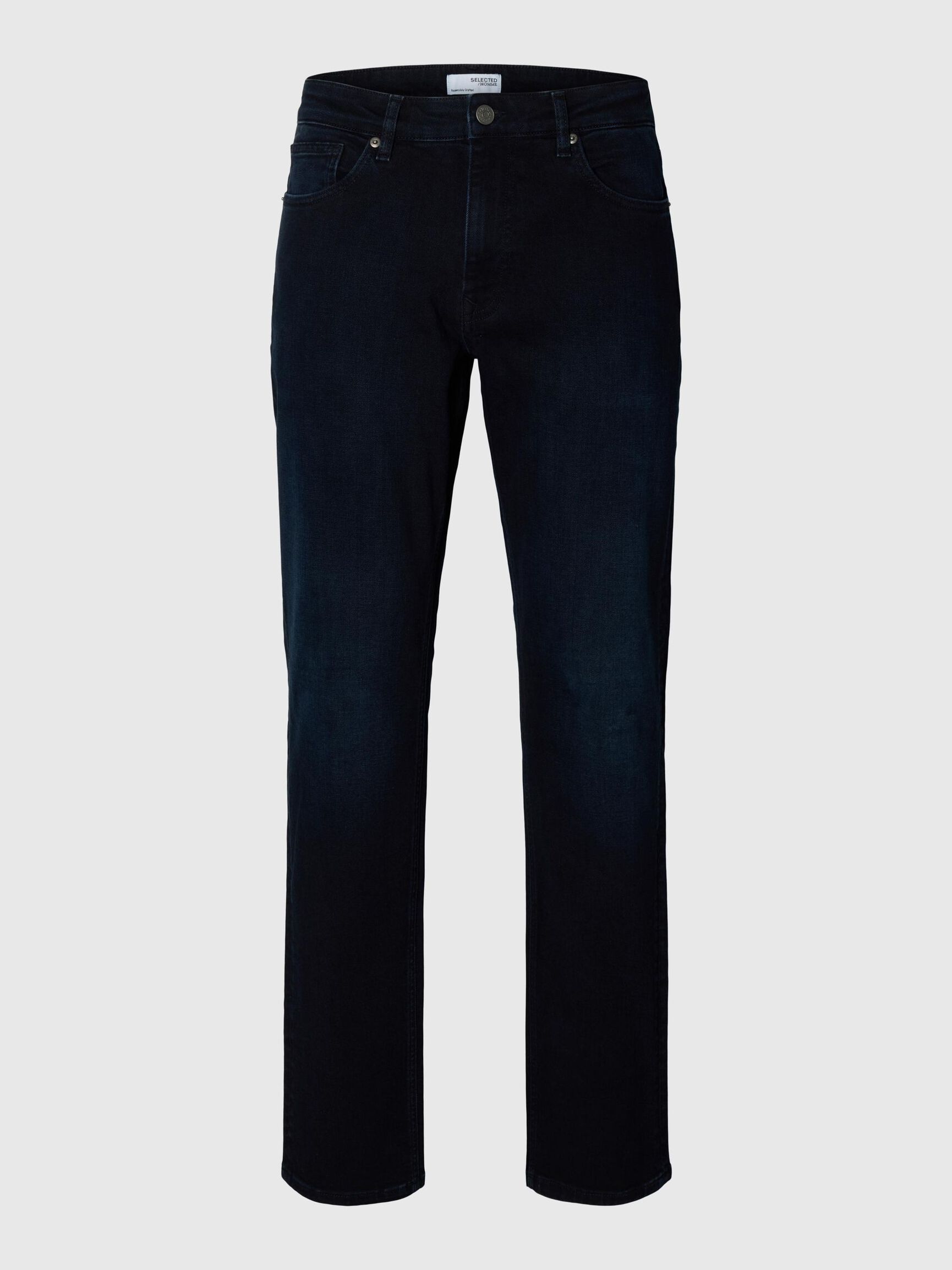 196 FLEX STRAIGHT FIT JEANS, Blue Black Denim, highres