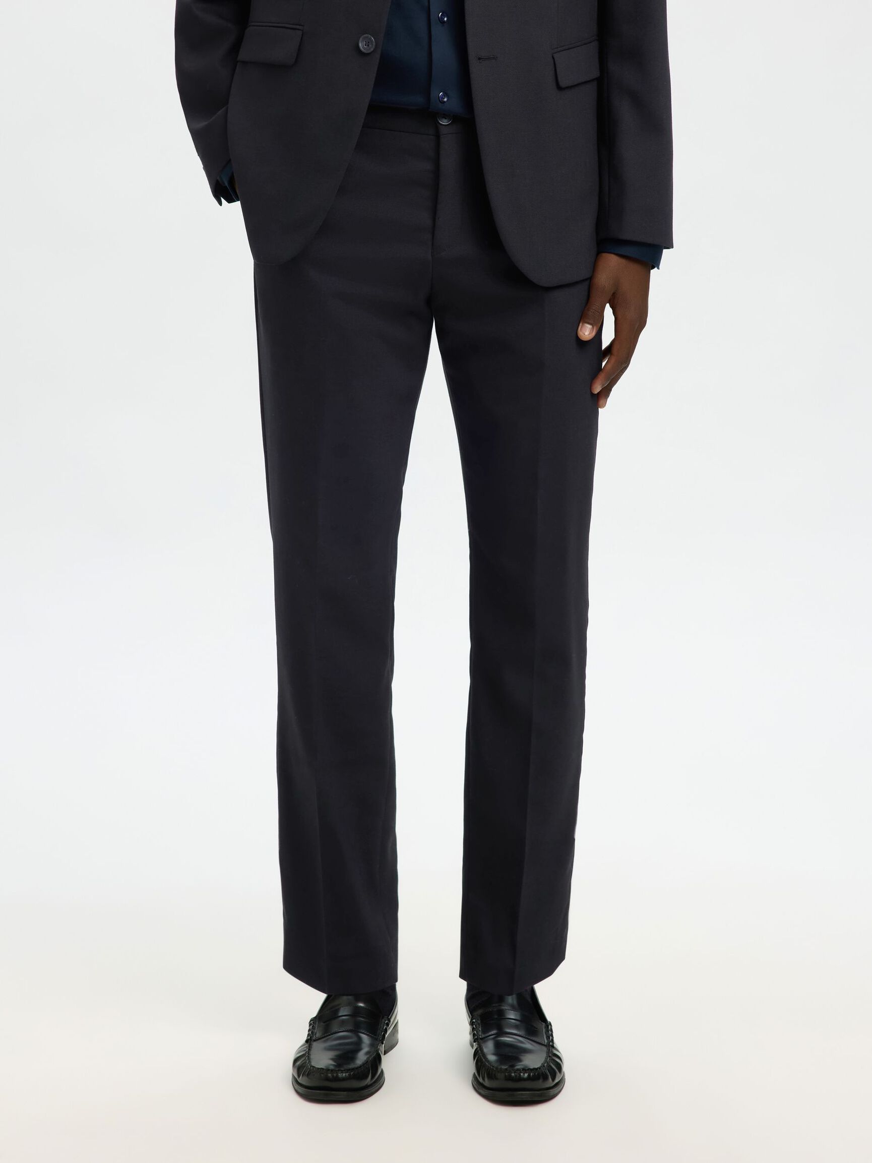 GEWEBTER WOLLGEMISCH HOSE, Black, highres