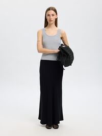 RIBBED COTTON TANK TOP, Light Grey Melange, highres