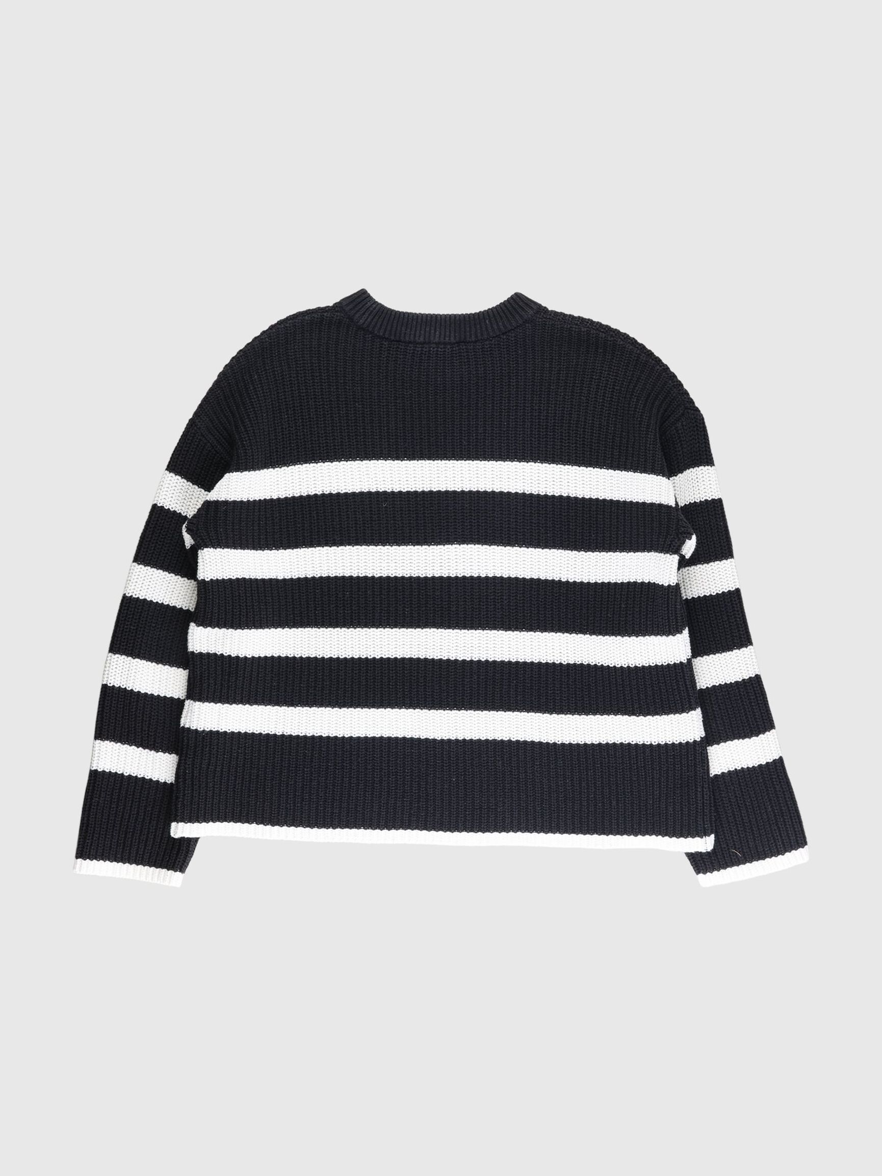 GESTREIFTER STRICKPULLOVER, Black, highres