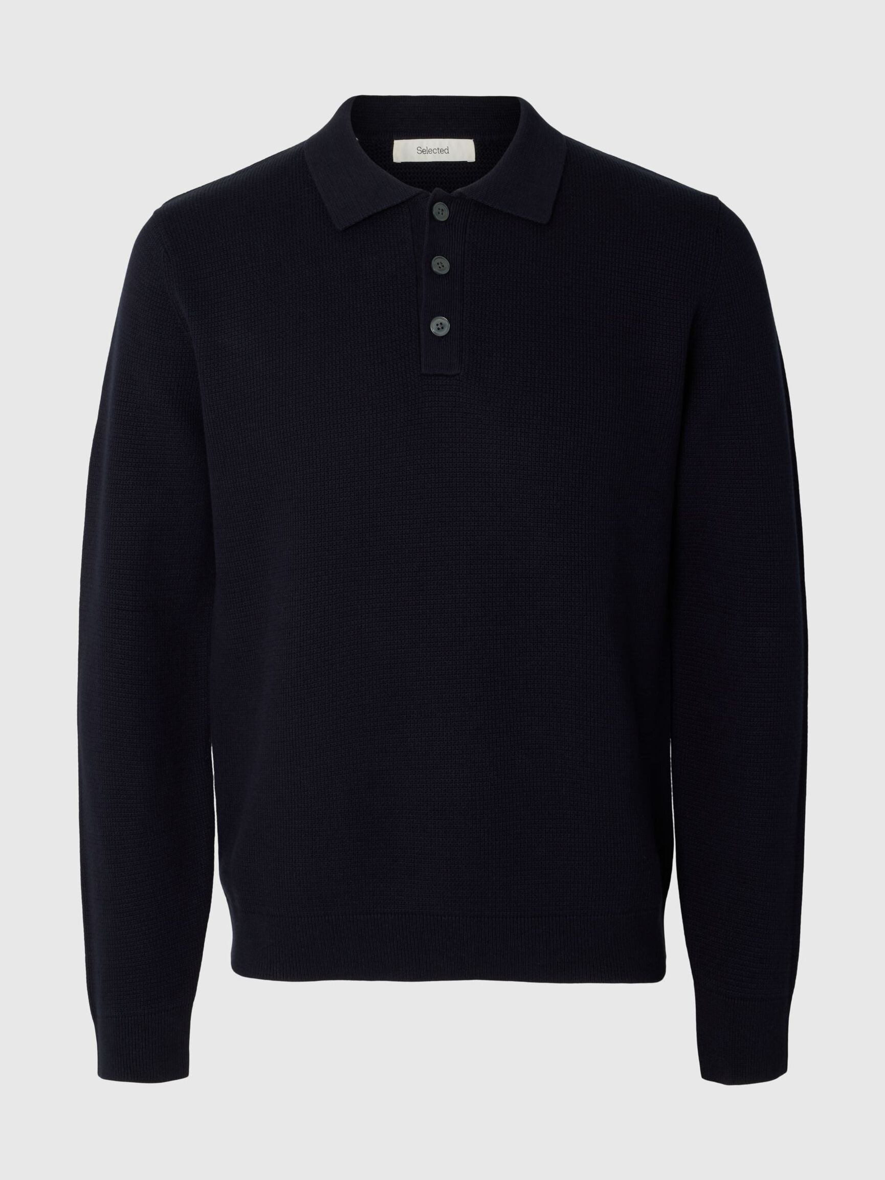 STRUCTURED COTTON POLO SHIRT, Sky Captain, highres