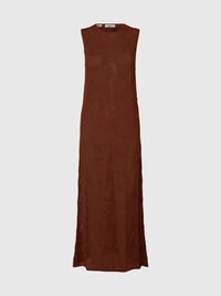 SLEEVELESS COTTON MAXI DRESS, Cherry Mahogany, highres