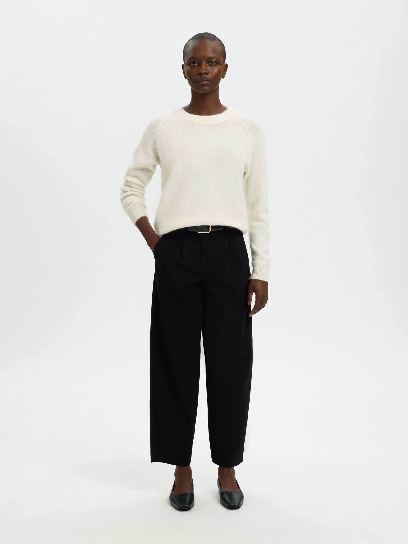 WOOL BLEND JUMPER, Snow White, highres