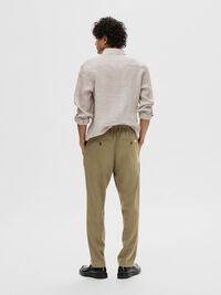 SLIM TAPERED LINEN BLEND TROUSERS, Burnt Olive, highres