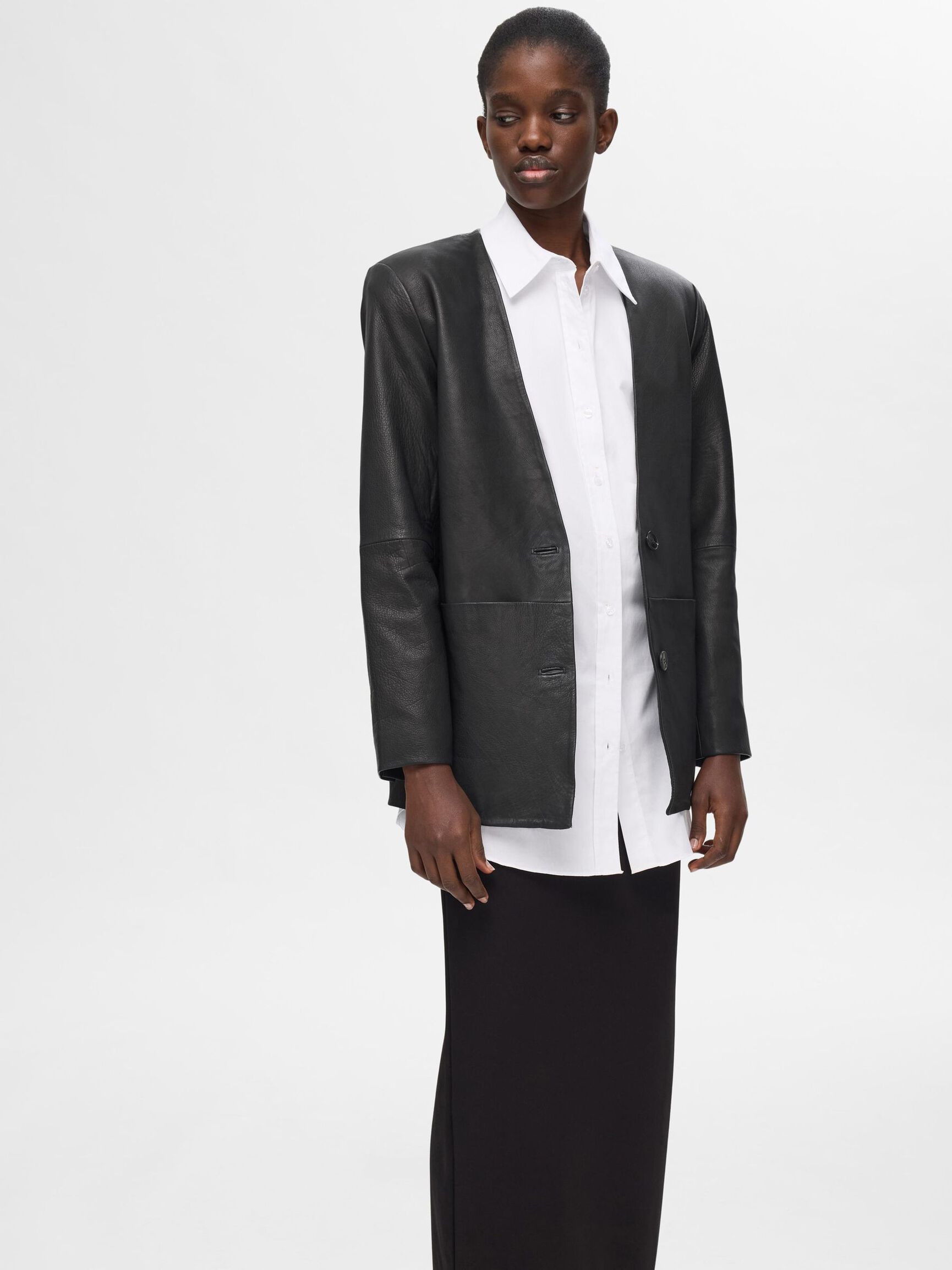 100% LEDER BLAZER, Black, highres
